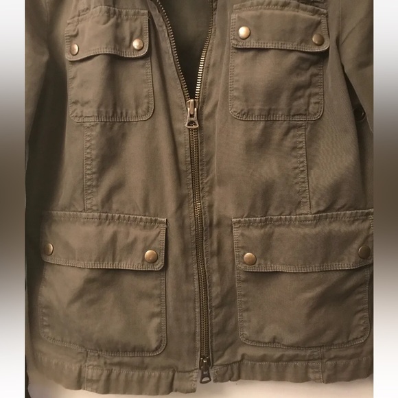 J.CREW HODDED WASHED & AGED UTILITY JACKET Coat - Sz 10 GREEN - Picture 3 of 5